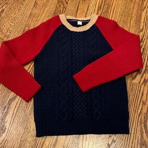 Crewcuts Cable Knit Color Block 100% Wool Sweater Size 14